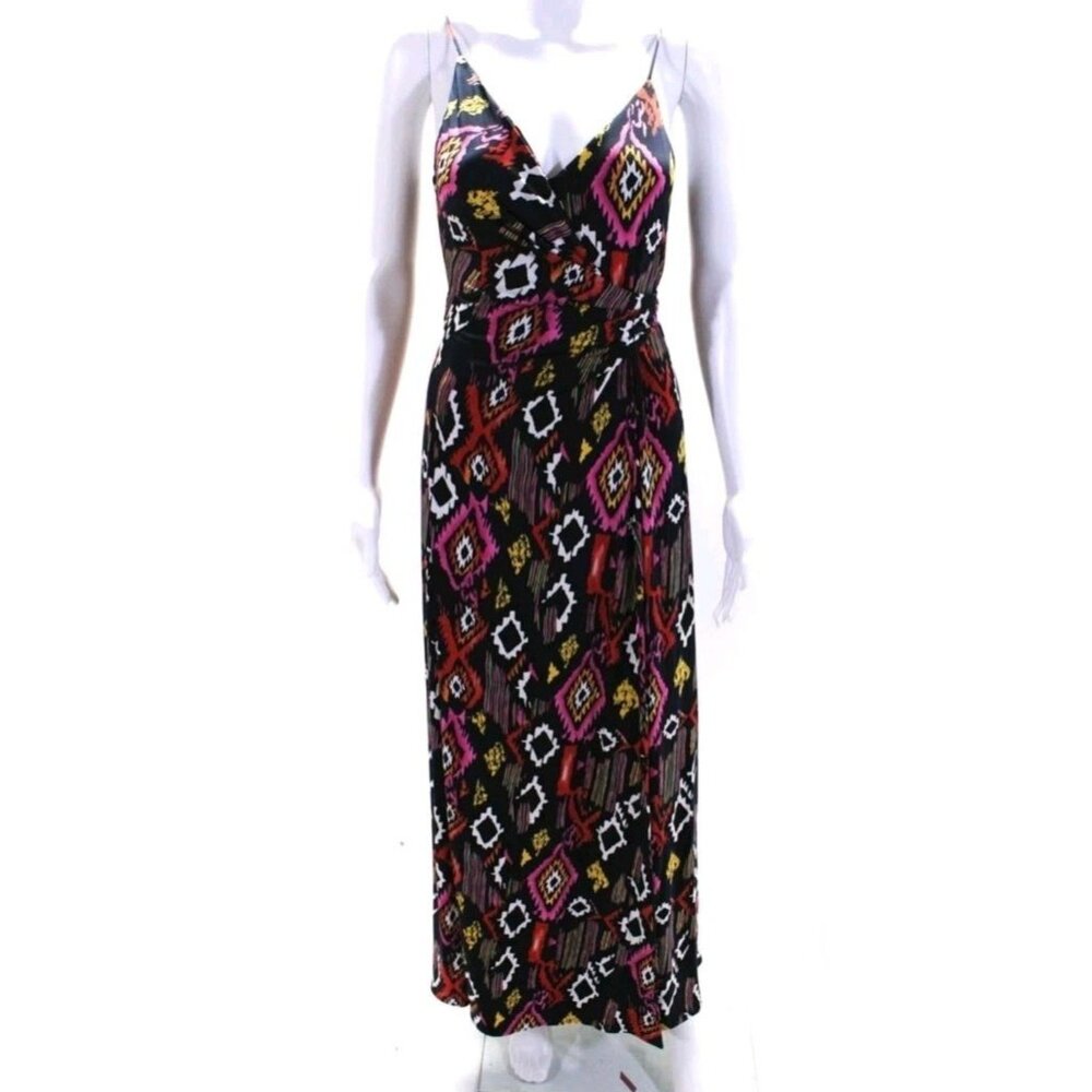 Misa Wrap Maxi Dress Size Medium Spaghetti Straps Multicolor Sleeveless